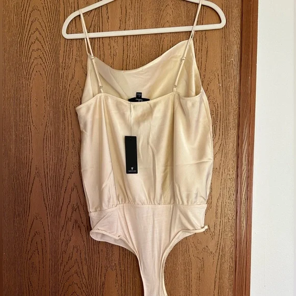 Champaign Satin Cowl Neck Body Suit - Picture 3 of 4